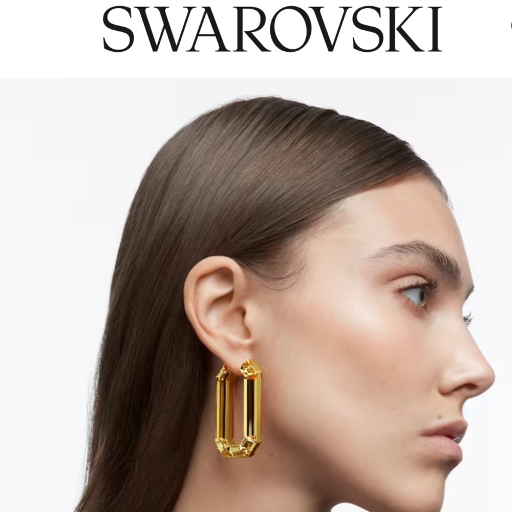 NWOT Swarovski Gold Lucent Hoop Earrings